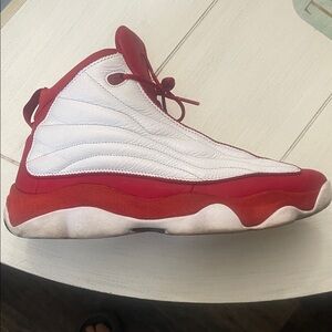 Jordan mens White and Red High-Top Sneakers